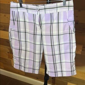 Izod Women's Purple Plaid Bermuda Shorts